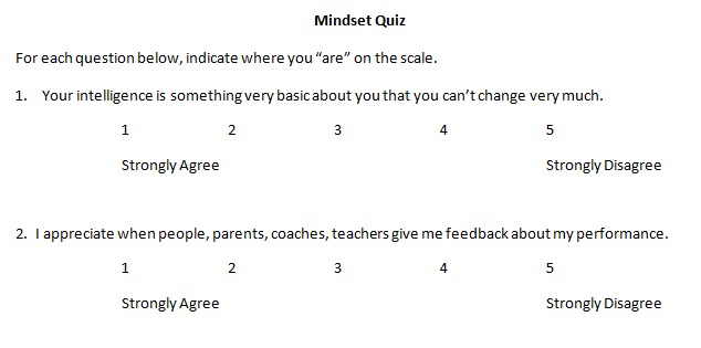 dweck mindset questionnaire